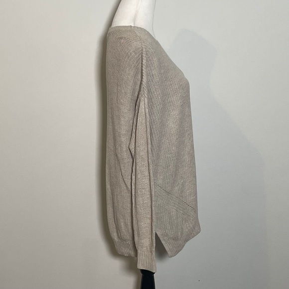 Hollister Oatmeal Crewneck Ribbed Cable Knit Long Sleeve Pullover Sweater M - Picture 3 of 7